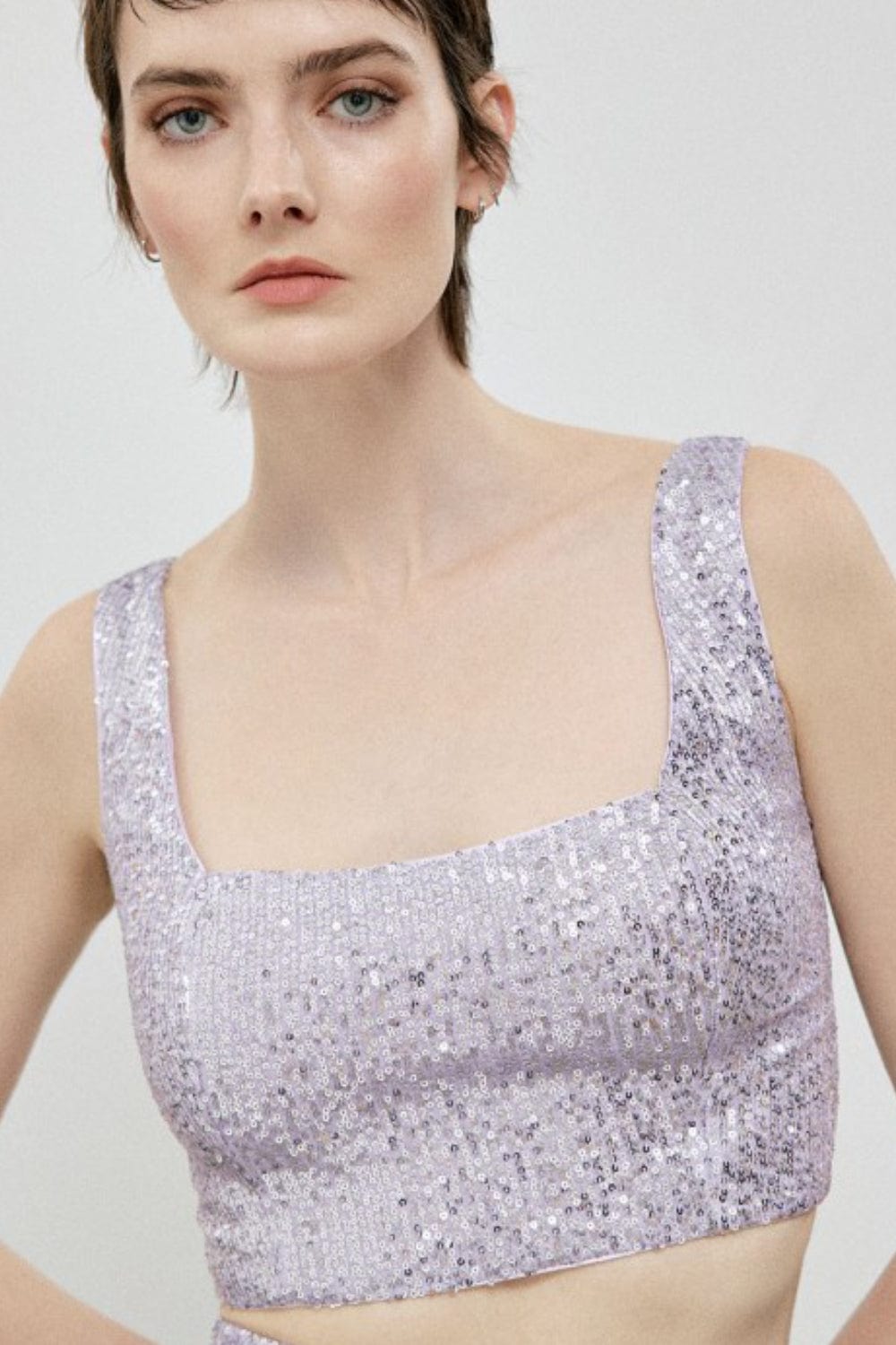 Access - Blusa Cropped Paetês Lilás