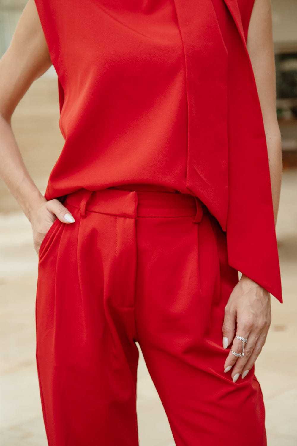 Viviane Furrier - Blusa sem Manga Gola Echarpe Traction Vermelho