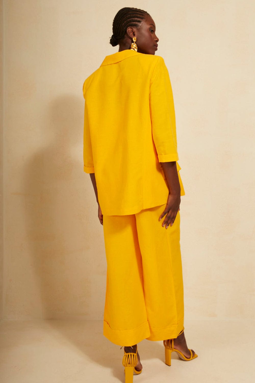 L'Cecci - Calça Alfaiataria Viscolinho Amarelo