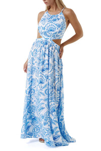 Melissa Odabash - Vestido Longo Duchness Azul & Branco Paisley Arabella