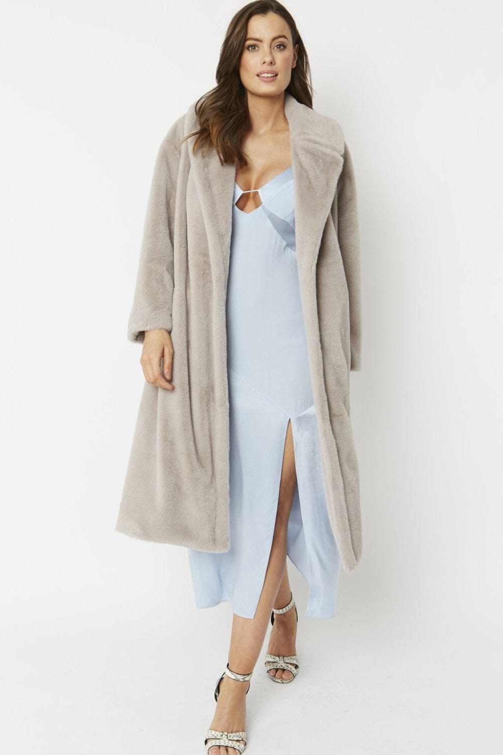 Jayley - Sobretudo Pêlo Sintético 7/8 Cinza