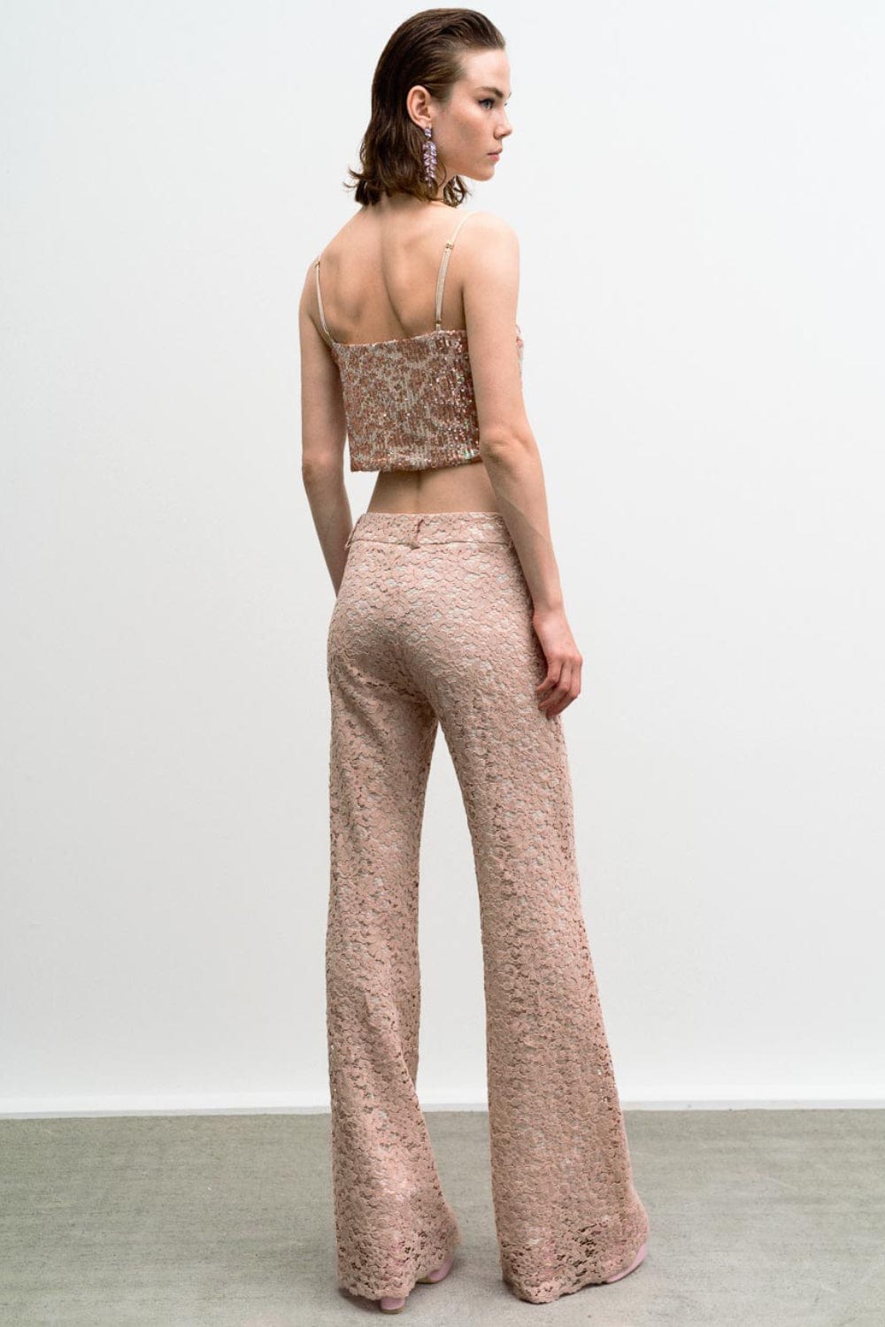 Access - Calça Alfaiataria de Renda Rosa