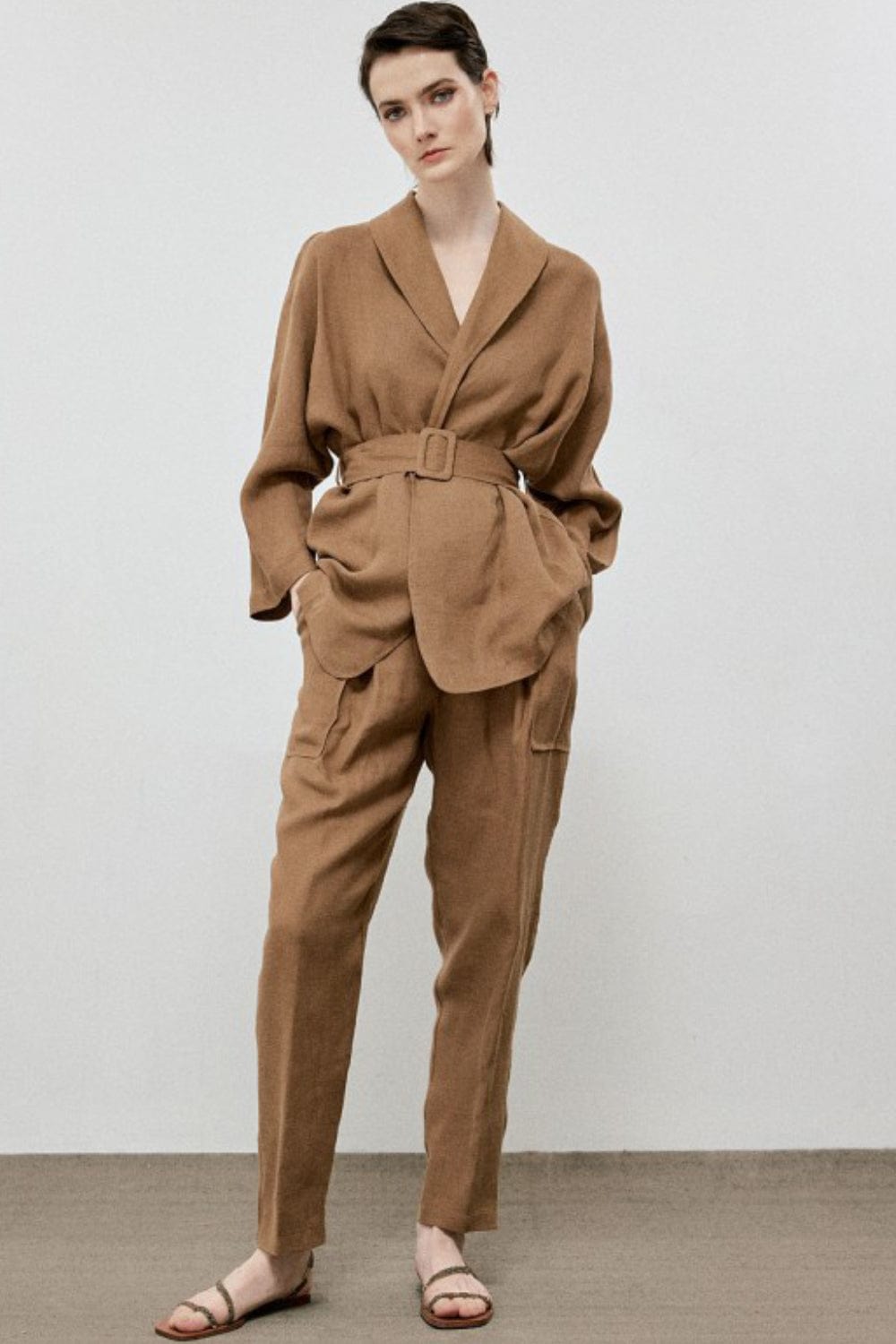 Access - Blazer Linho com Cinto Marrom