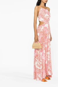 Melissa Odabash - Vestido Longo Duchess Laranja e Rosa Paisley Arabella