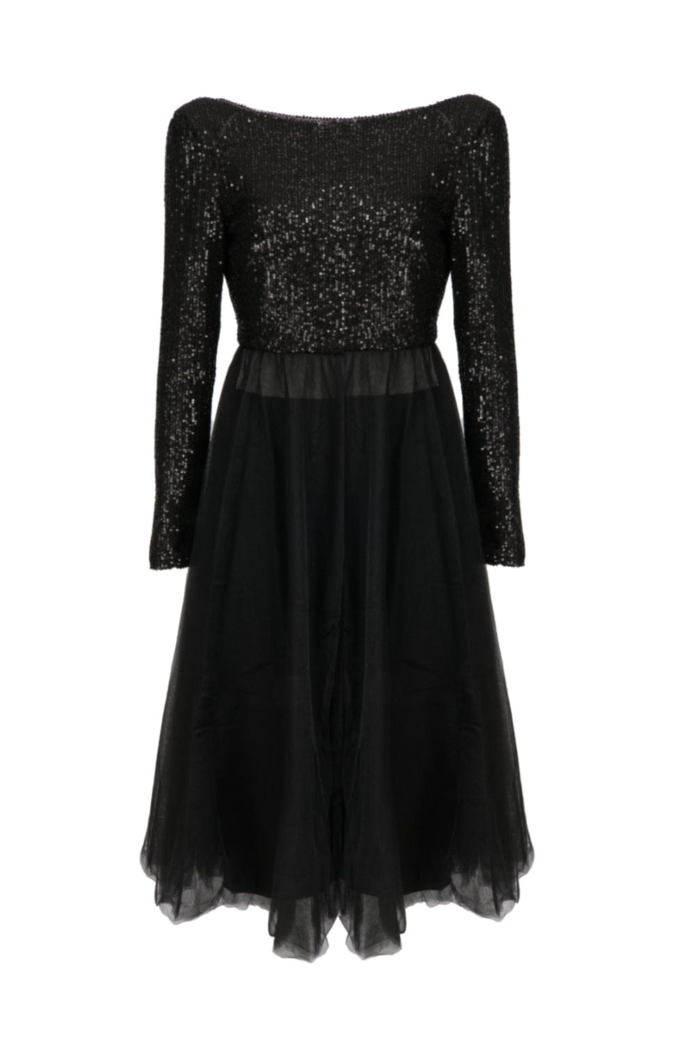 Glória Coelho - Vestido Midi Paetês e Tule Preto