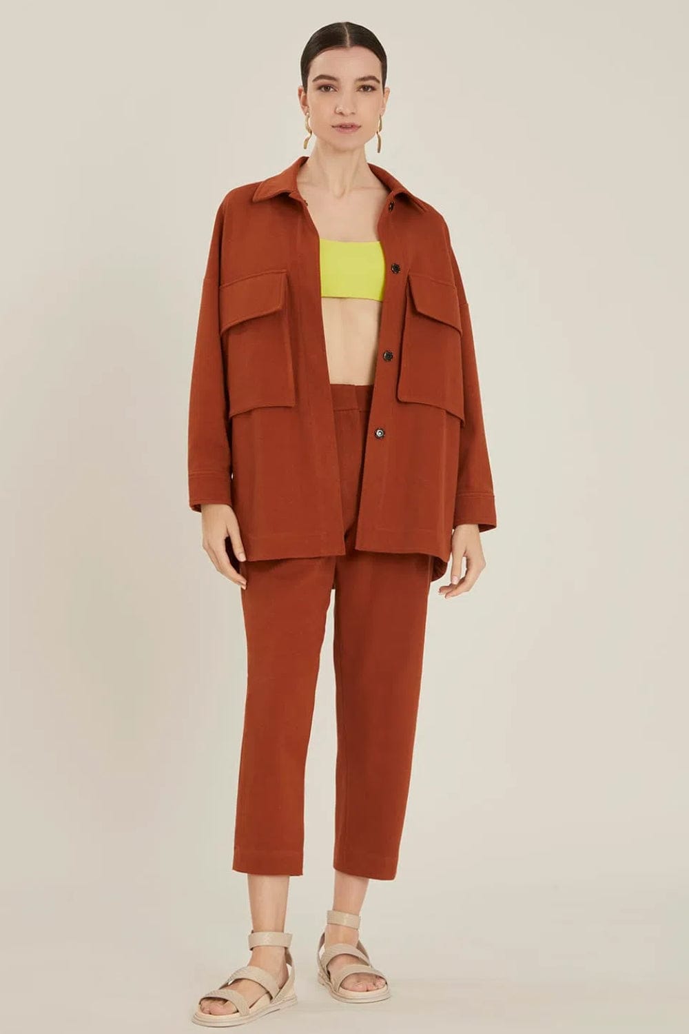 Lenny Niemeyer - Camisa Manga Longa com Bolsos Mocha