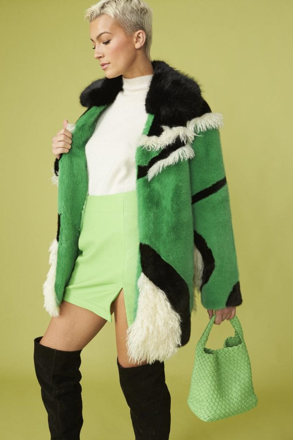 Jayley - Sobretudo 3/4  Sintético de Bambu Ecológico Verde