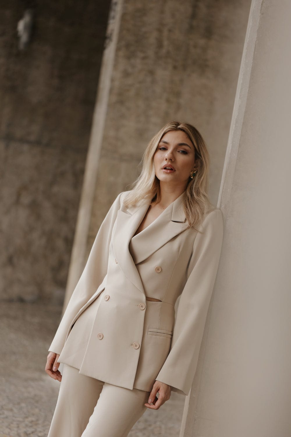 Glória Coelho - Blazer crepe Assimétrico Bege