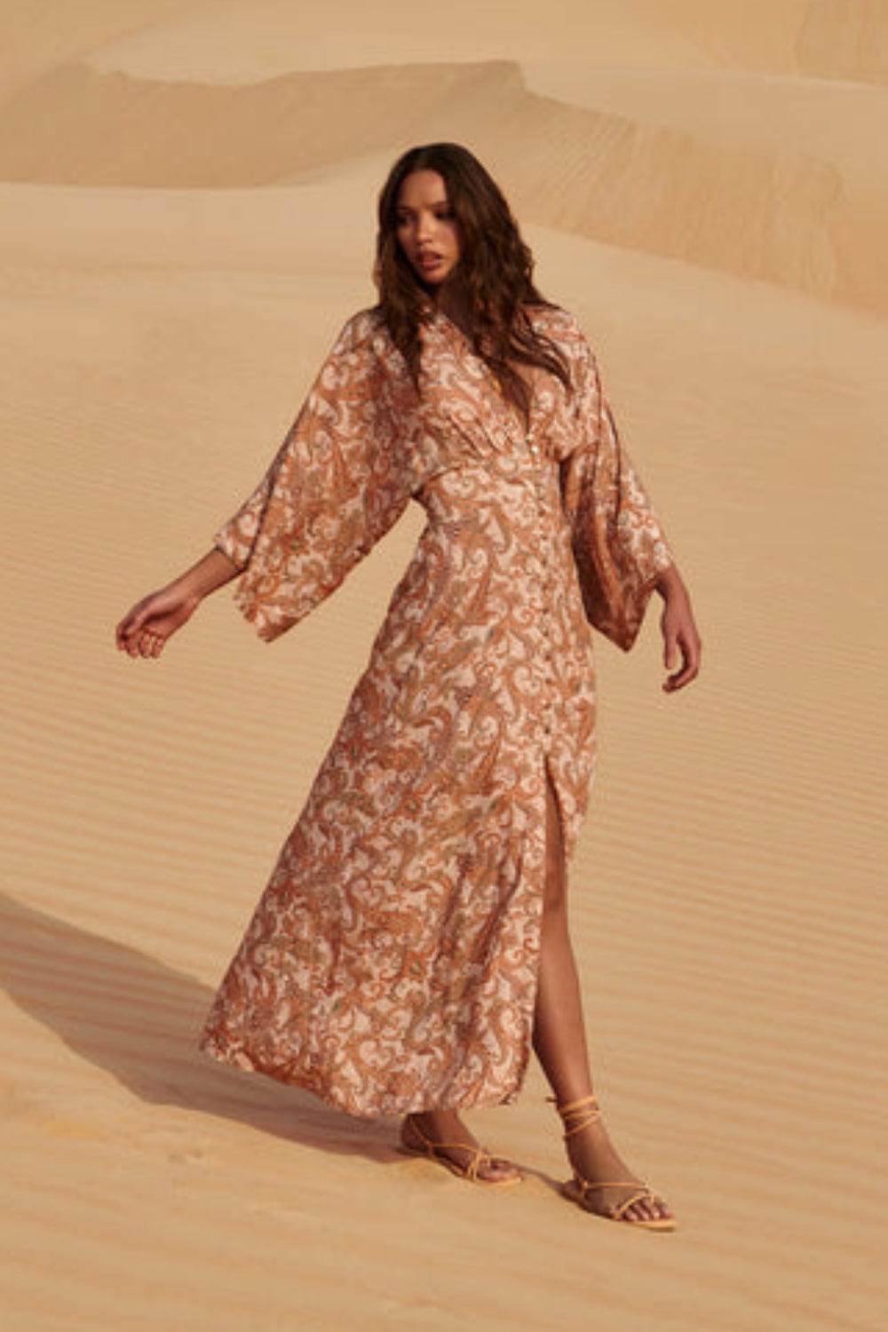 Melissa Odabash - Vestido Longo de Manga Longa Paisley Desiree