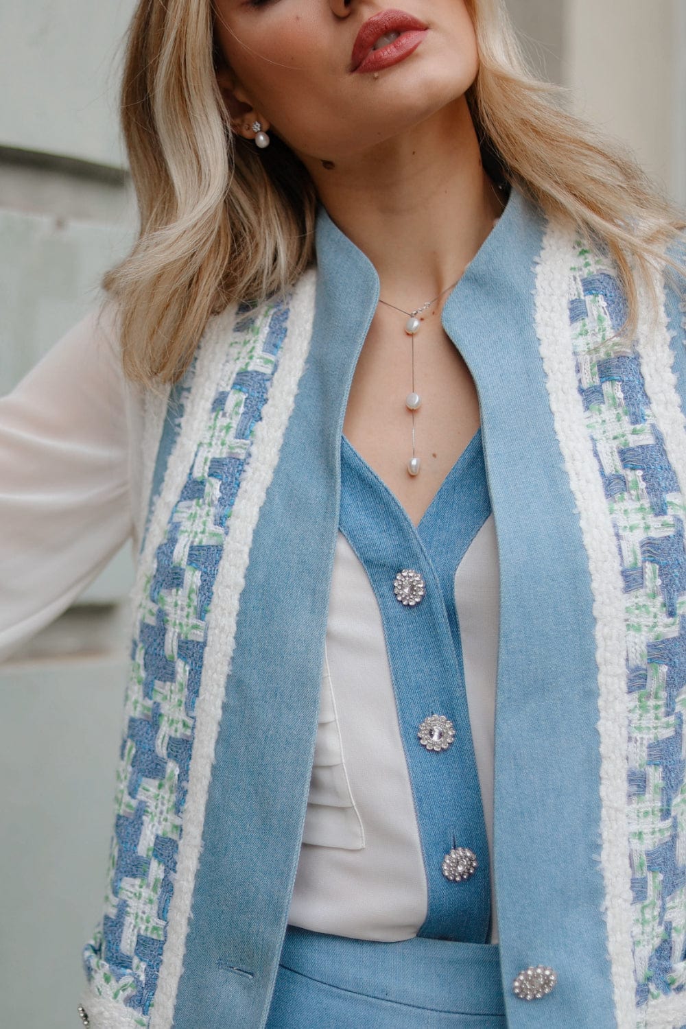 Edward Achour Paris -  Camisa Manga Longa Botões Swarovski