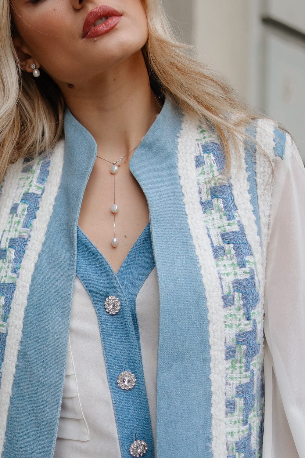 Edward Achour Paris -  Camisa Manga Longa Botões Swarovski