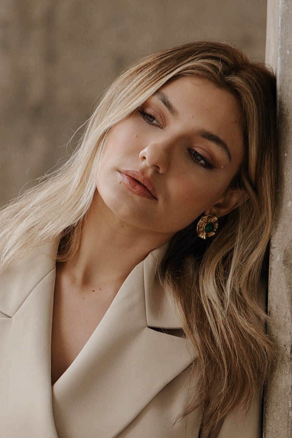 Glória Coelho - Blazer crepe Assimétrico Bege