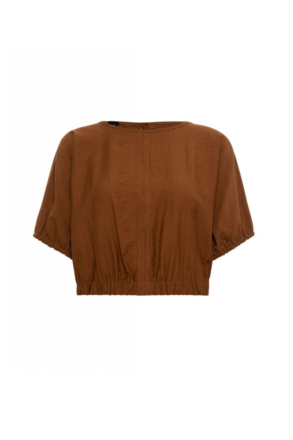 Access - Blusa Cropped Manga Curta Marrom