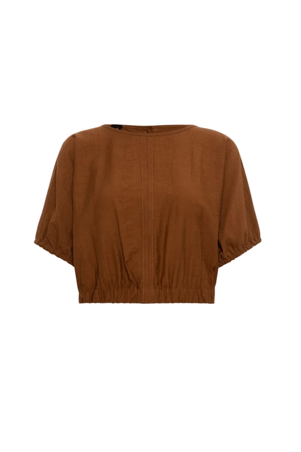 Access - Blusa Cropped Manga Curta Marrom