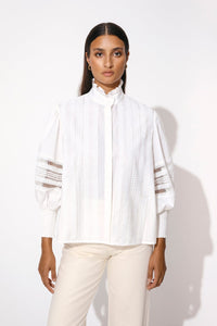 By Malina -  Camisa Manga Longa Renda Lilo Off White