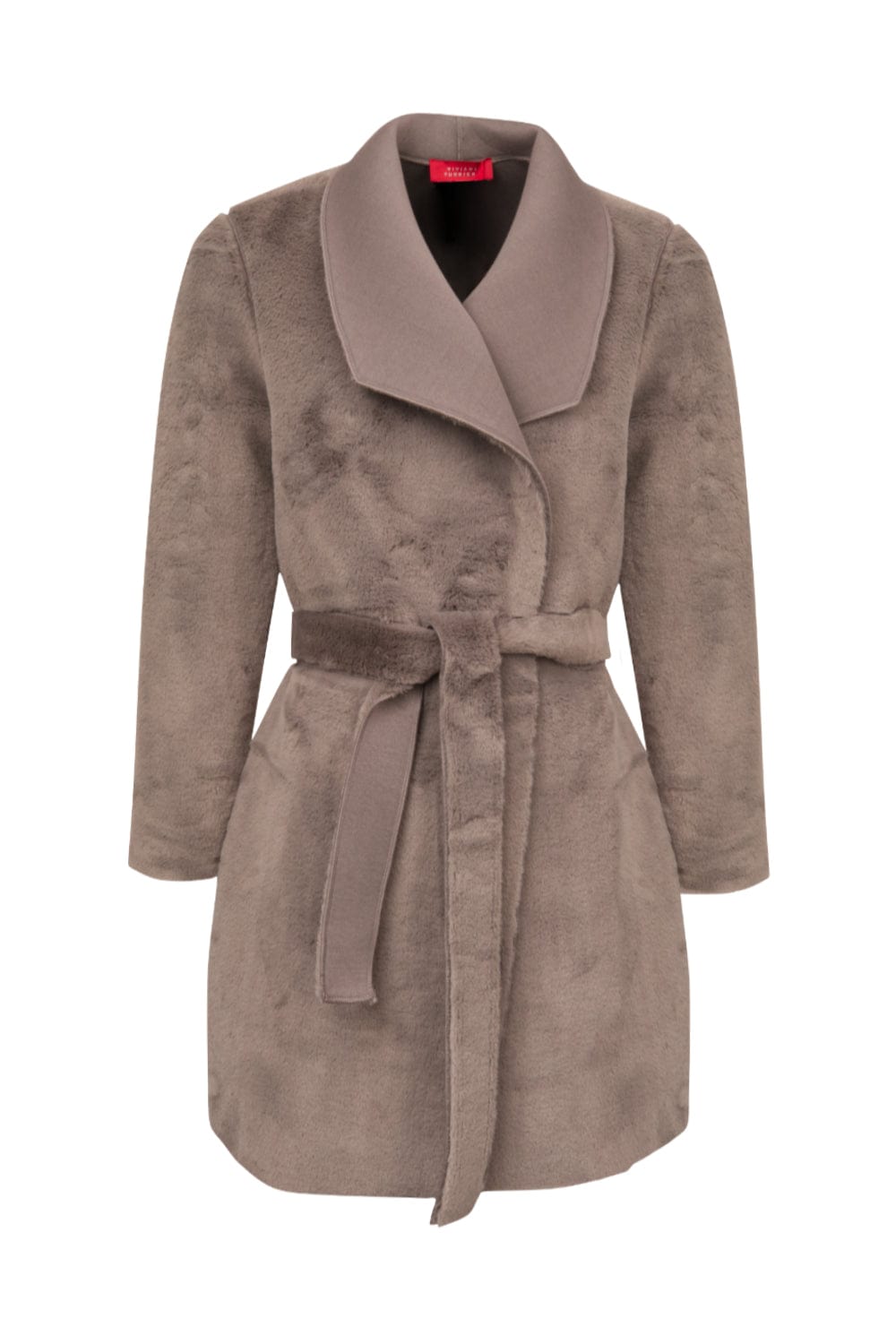 Viviane Furrier - Sobretudo Longo Tricot Dublado Dupla Face Cinza