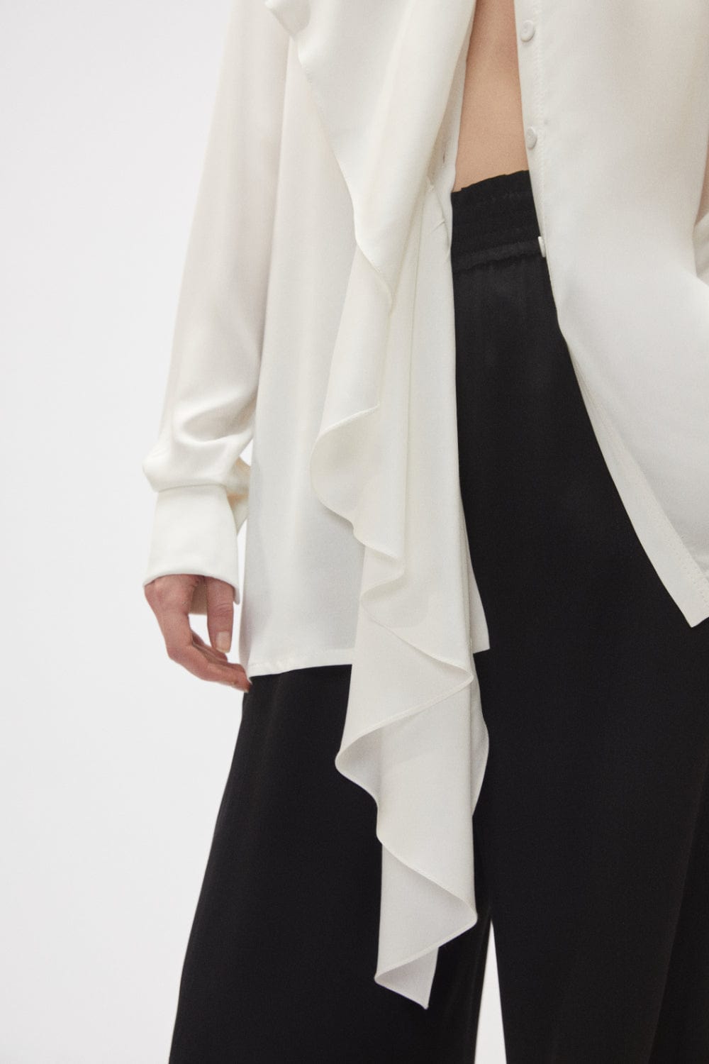 Coven - Camisa Manga Longa Crepe Elysia Off White