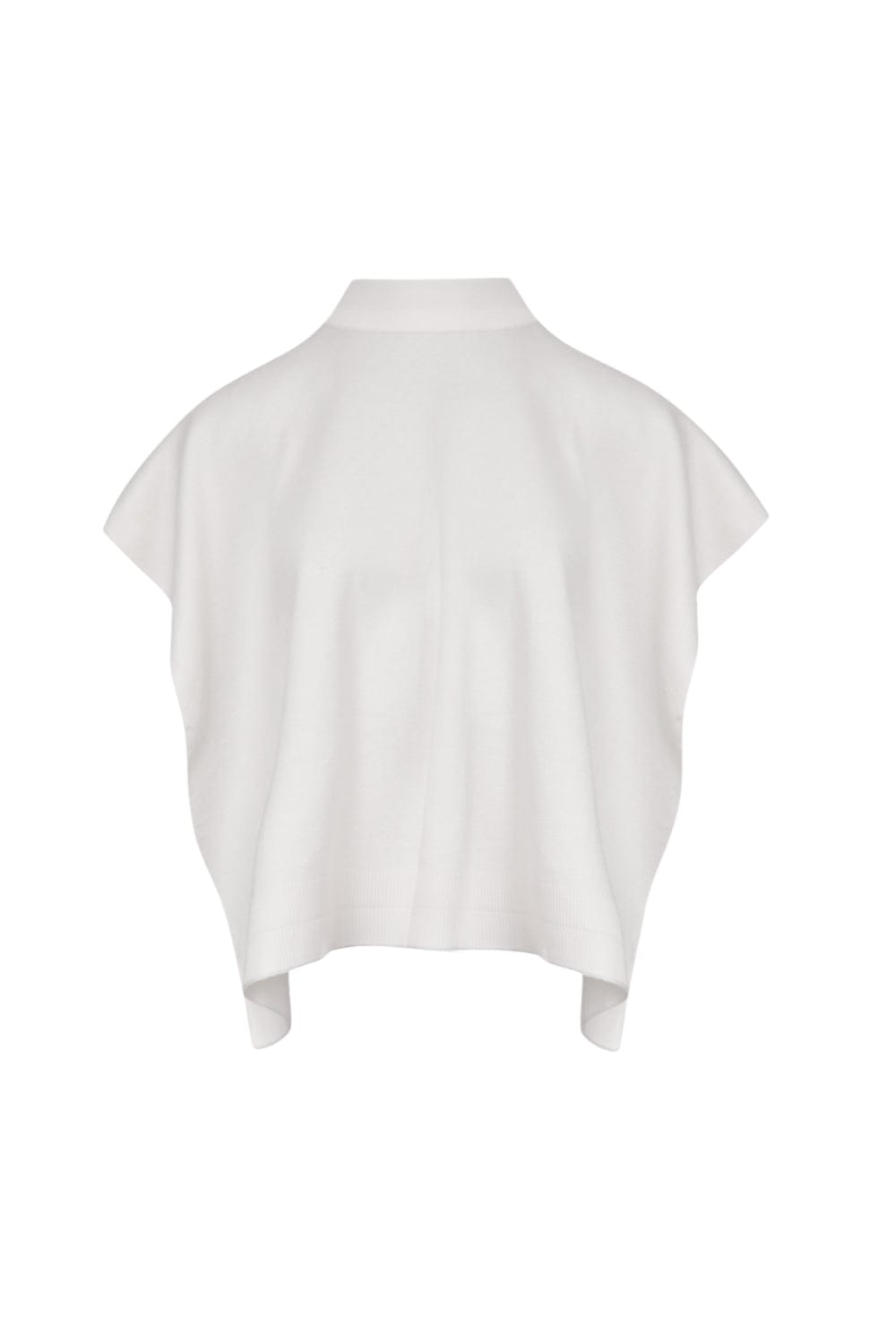 Coven -  Vestido Curto em Tricot Acabamento Canelado com Sobreposição Branco