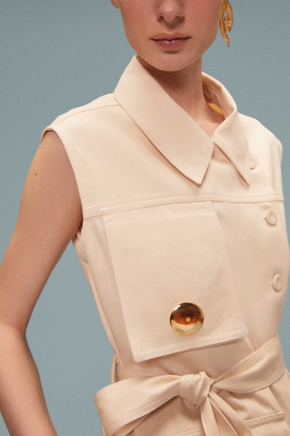 Coven - Vestido Midi Sarja Carrera Raw Natural