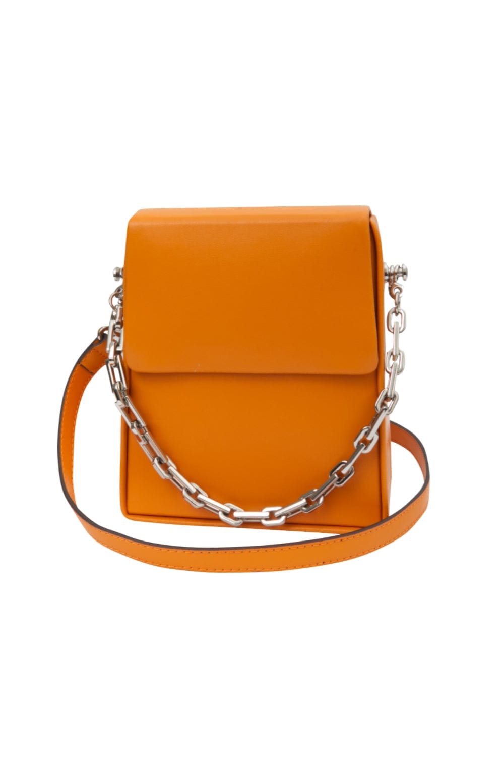 Bolsa Laila Couro com alça de Metal Laranja