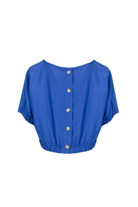 Access - Blusa Cropped Manga Curta Azul