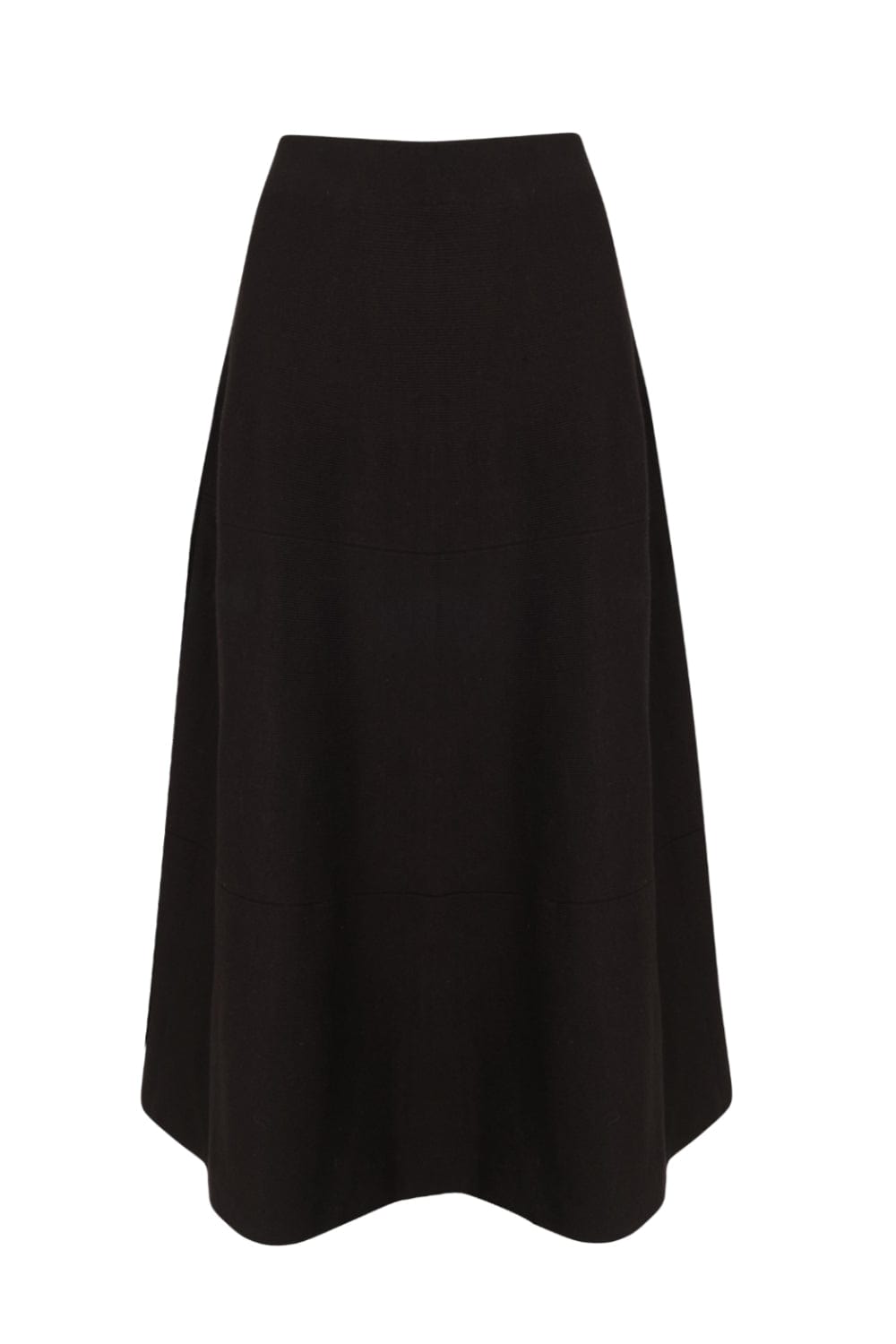 Viviane Furrier - Saia Midi Evasê em Tricot Preto