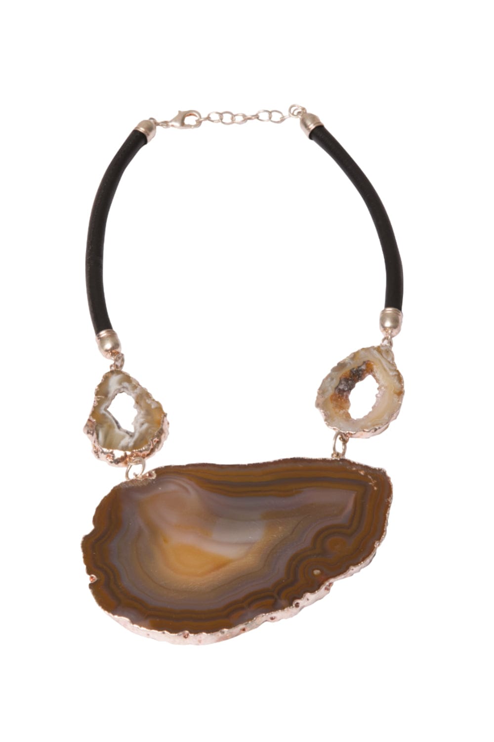 MR Lodi Stone - Colar Ágata Caramelo Natural com formação de Geométrico