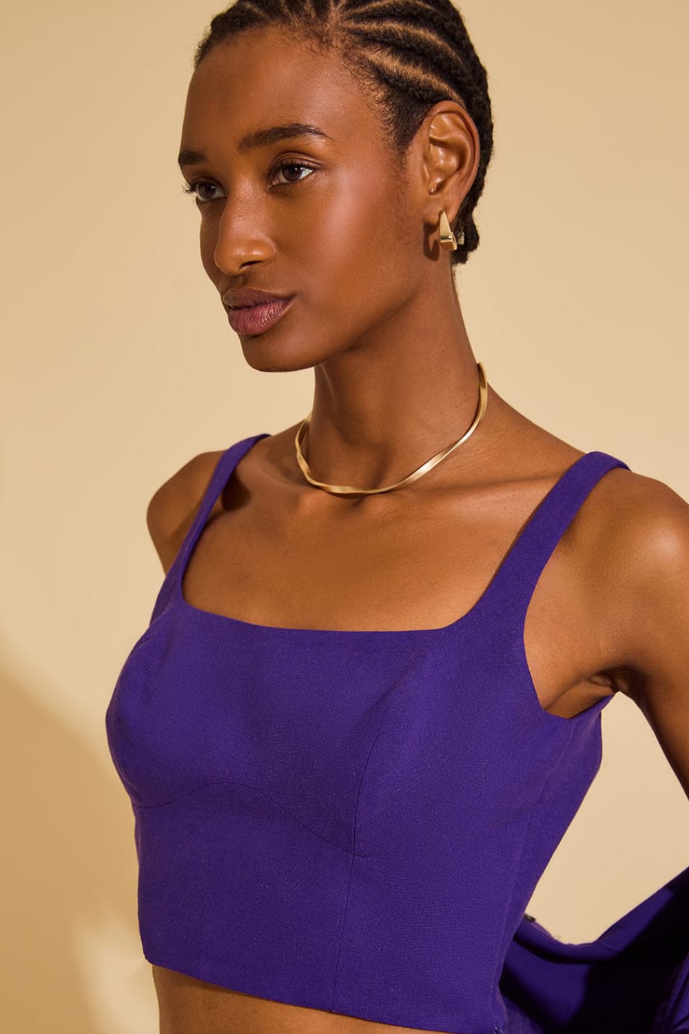 Lenny Niemeyer - Top Alfaiataria Decote Viscolinho Jabuticaba Roxo