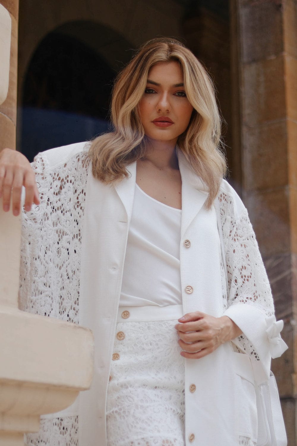 Edward Achour Paris - Sobretudo Renda Branco