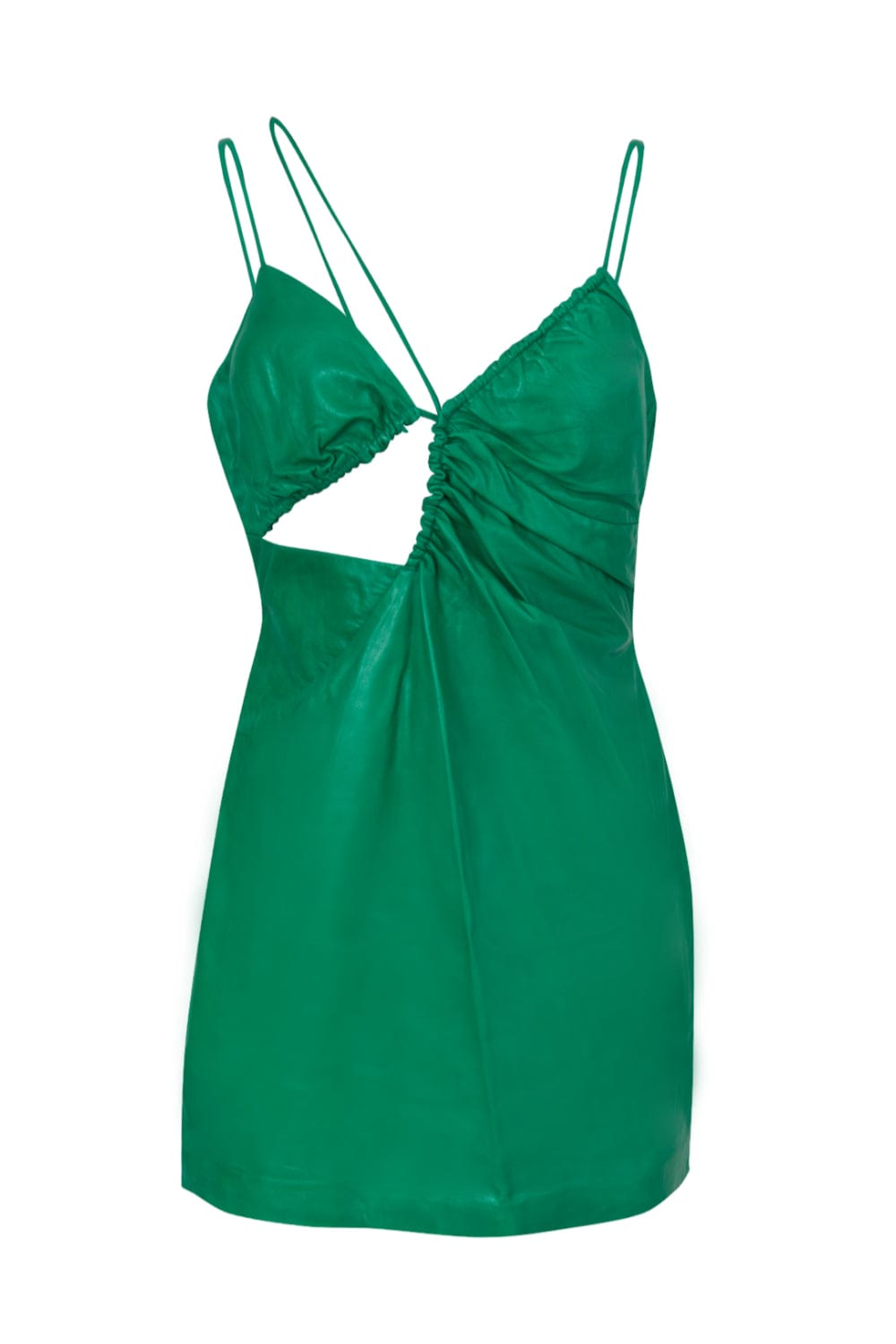 Lamarque - Vestido Mini Alça Fina Couro Nadia Verde