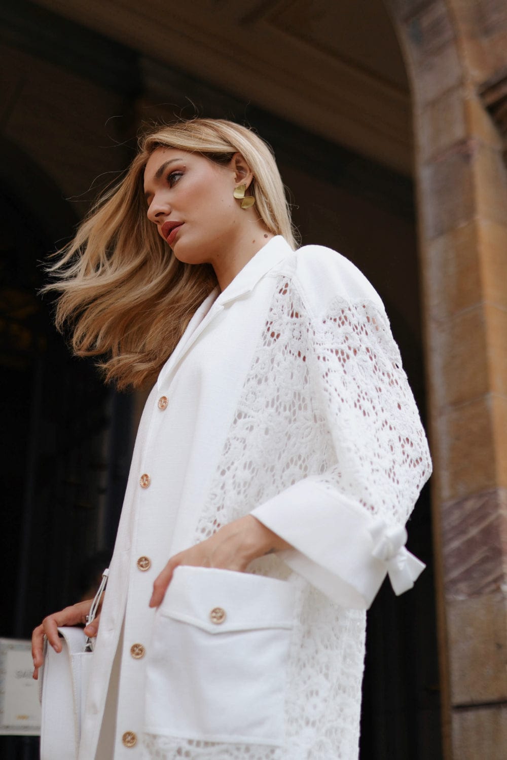 Edward Achour Paris - Sobretudo Renda Branco