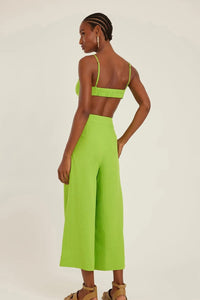 Lenny Niemeyer - Calça Pantalona Cropped Viscolinho Lime