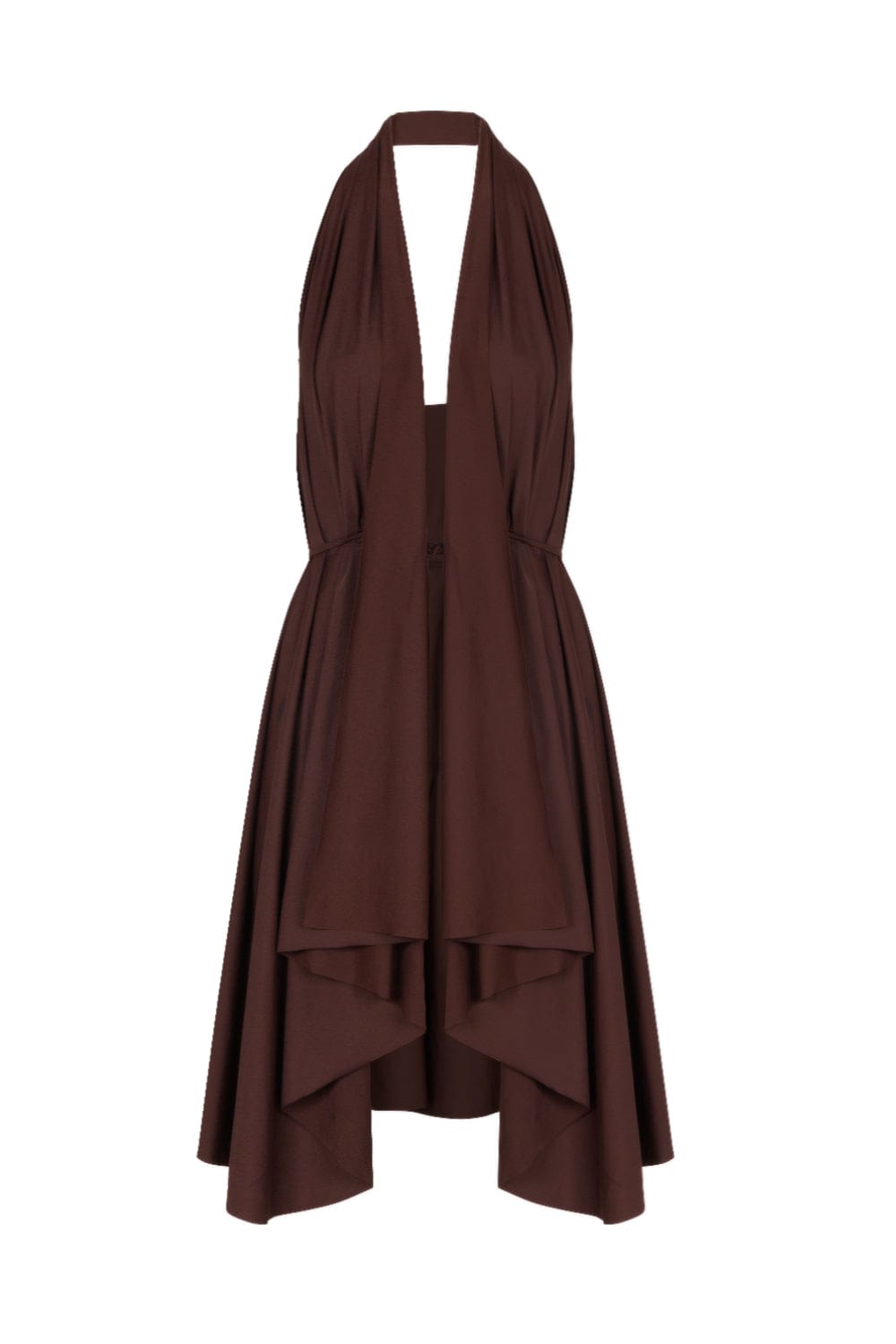 Lenny Niemeyer - Vestido Midi Saída Sobreposição Marrom Café