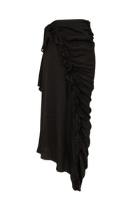 Coven - Saia Midi Drapeada Crepe Elisya Preto