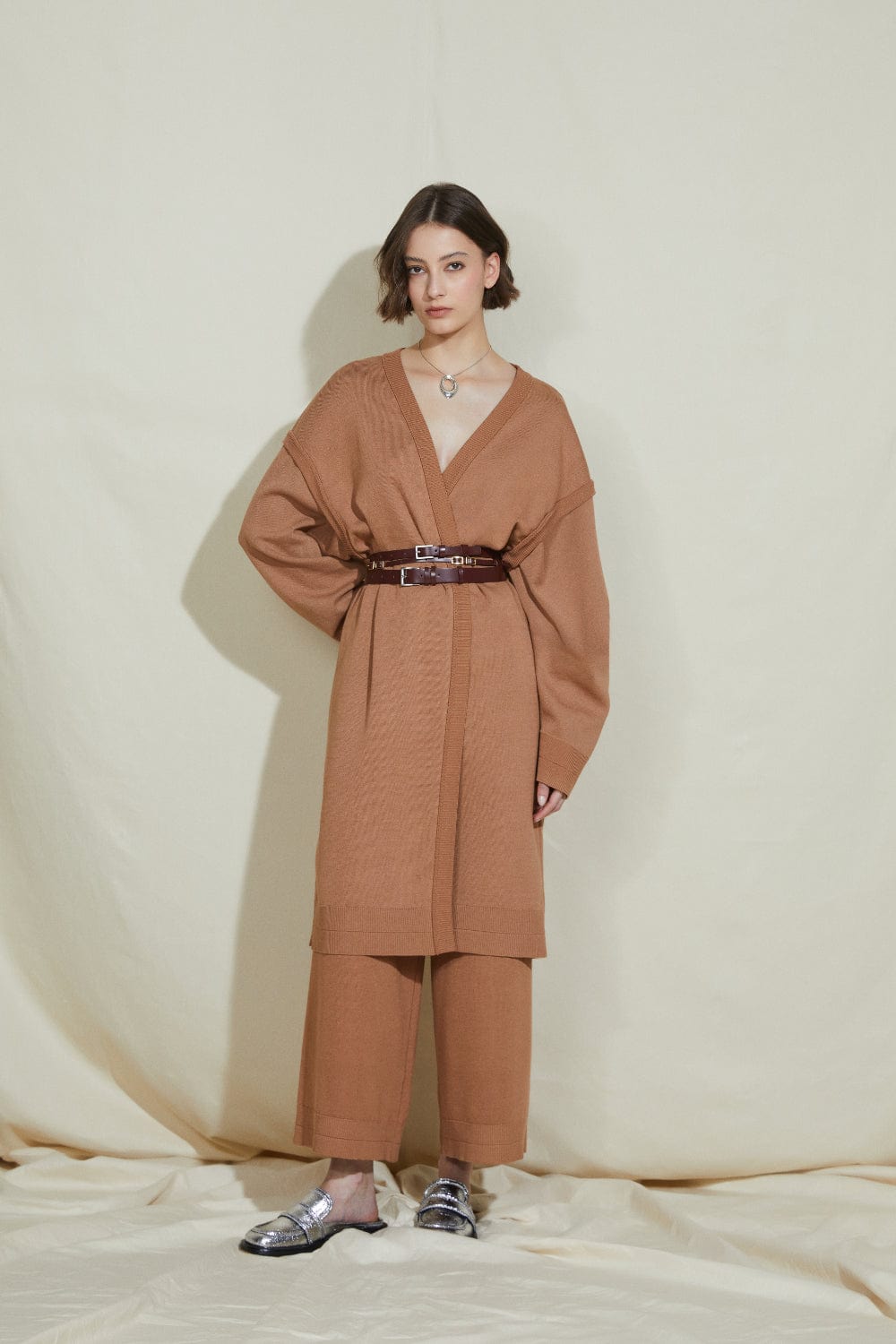 Coven - Cardigan Tricot Oversized Caramelo