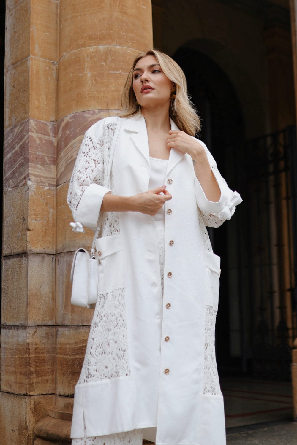 Edward Achour Paris - Sobretudo Renda Branco