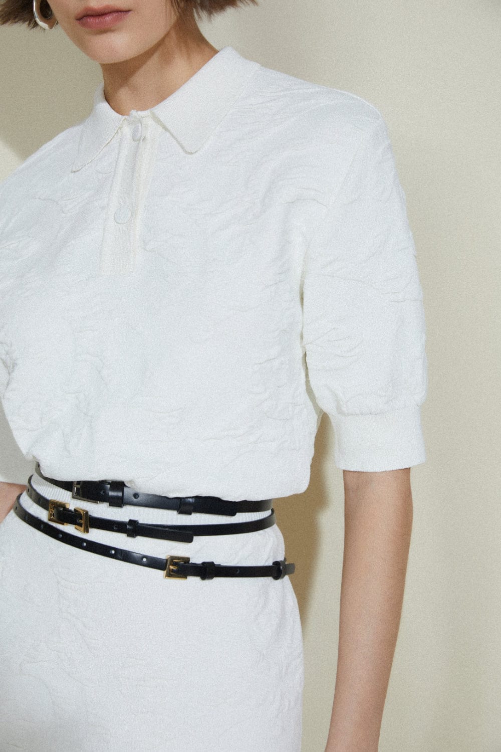 Coven -  Blusa Manga Curta Tricot Floresta Branco