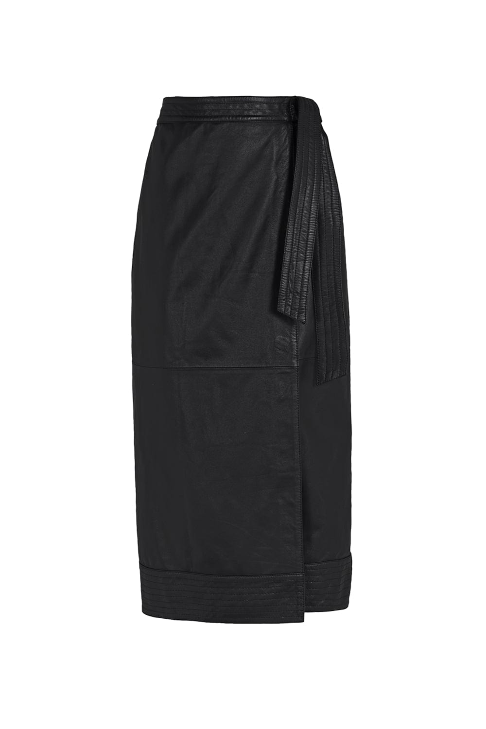 Madre Reina - Saia Midi  Mariana Couro Preto