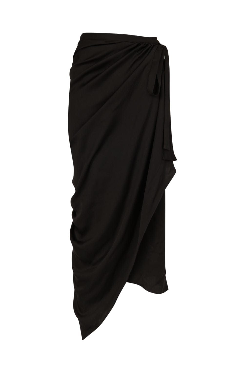 Coven - Saia Midi Drapeada Crepe Elisya Preto