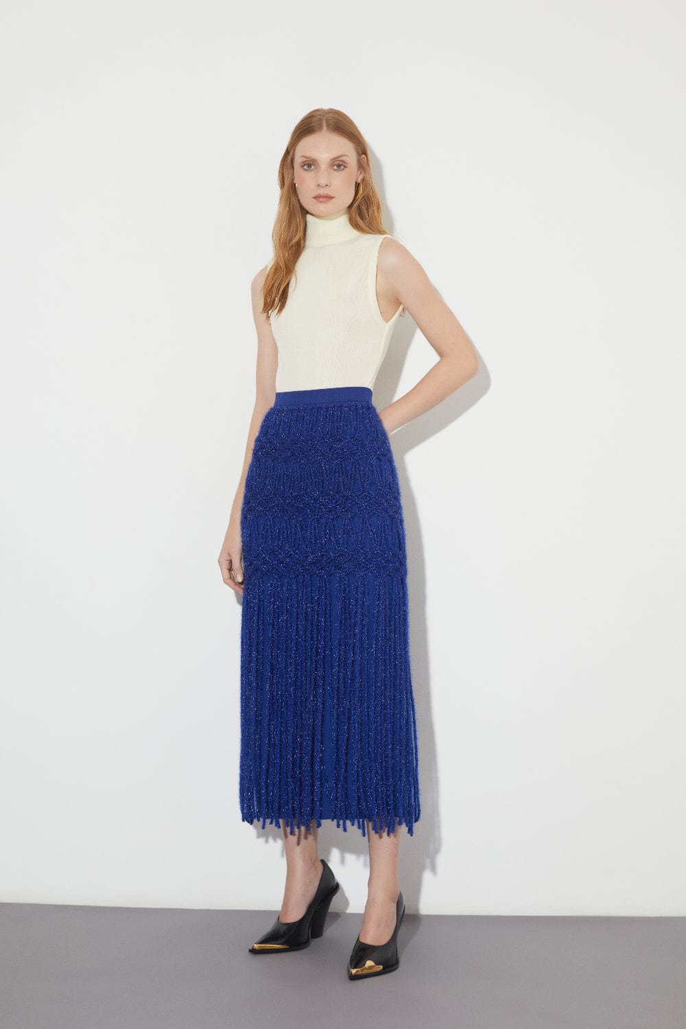 Coven - Blusa sem Manga Tricot Gola Alta Casual Off White