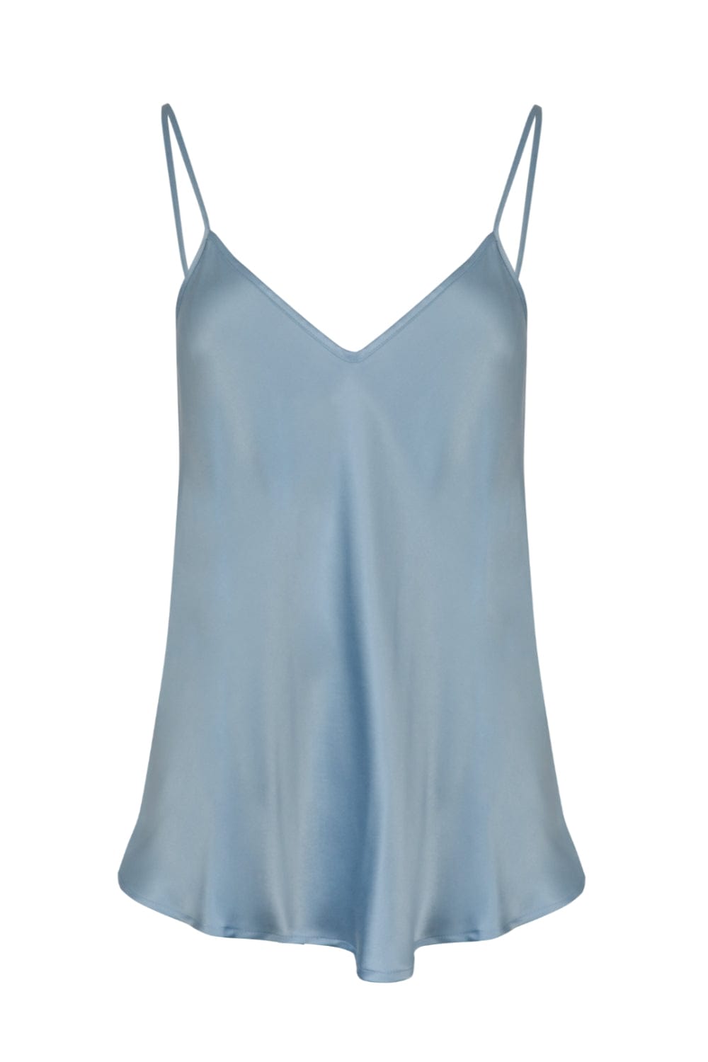 Silk Laundry - Blusa Alça Fina Seda Bias Azul Claro