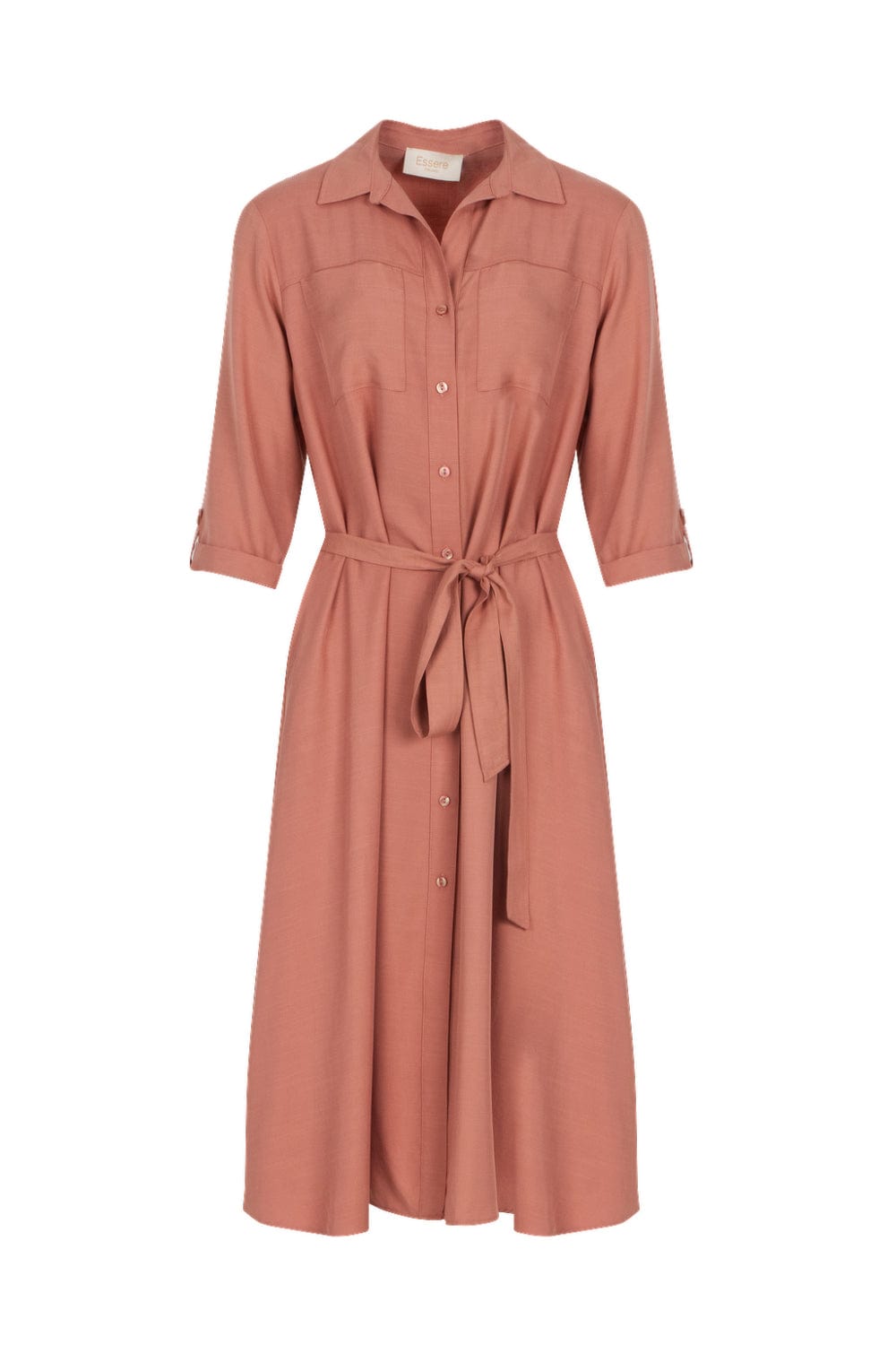 Essere Italiano - Vestido Midi Chemisier Manga Curta Terroso