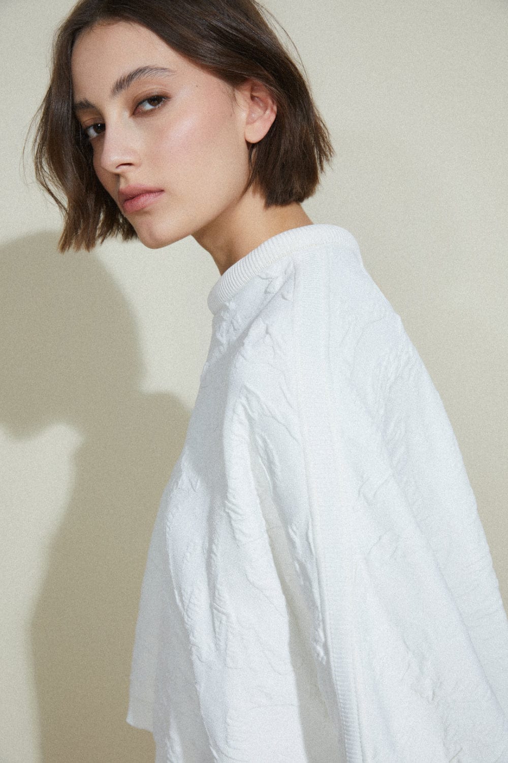 Coven -  Blusa Manga Longa Moleton de Tricot Jacquard Branco