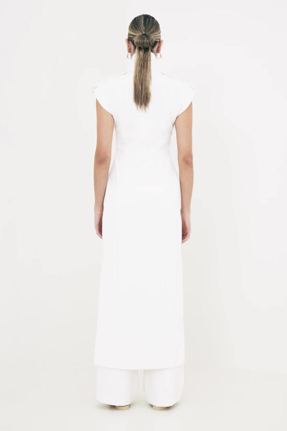 Glória Coelho - Vestido  Chemisier Longo Malha sem Manga Off White