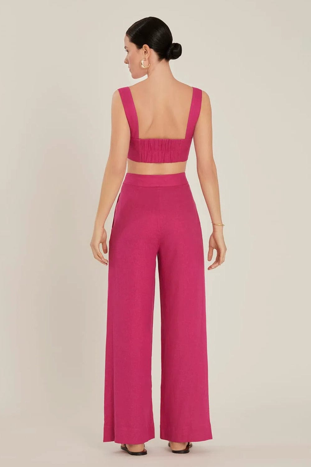 Lenny Niemeyer - Calça Pantalona Cintura Alta  Viscolinho Carmine