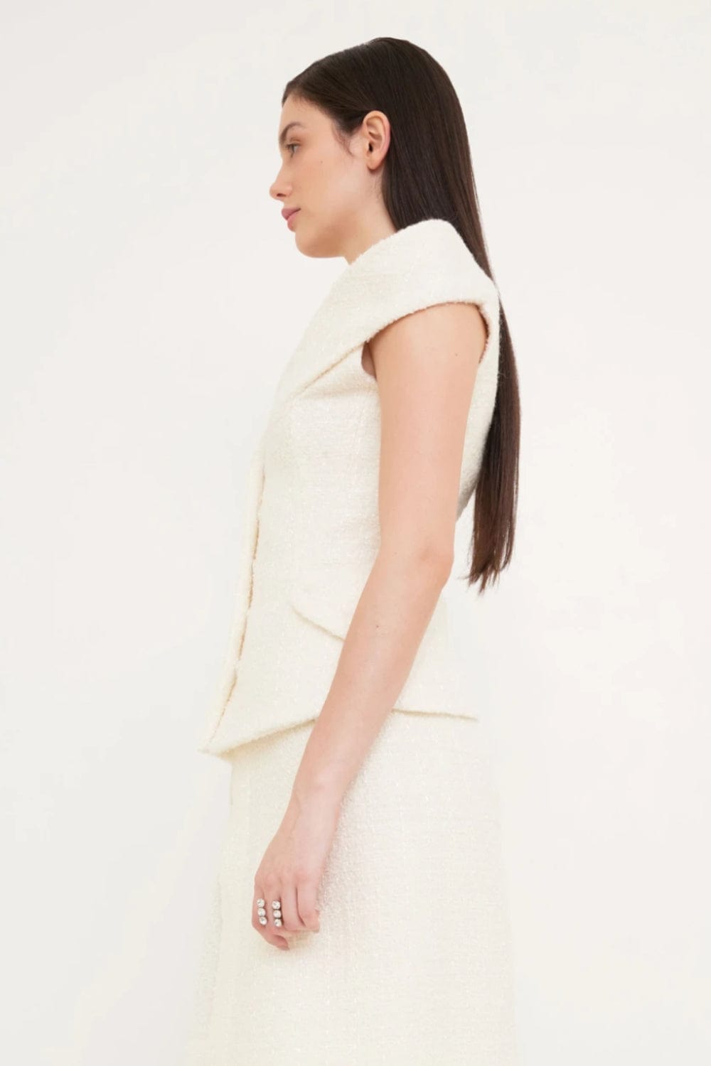 Glória Coelho - Blusa sem Manga Tweed P637 Off White