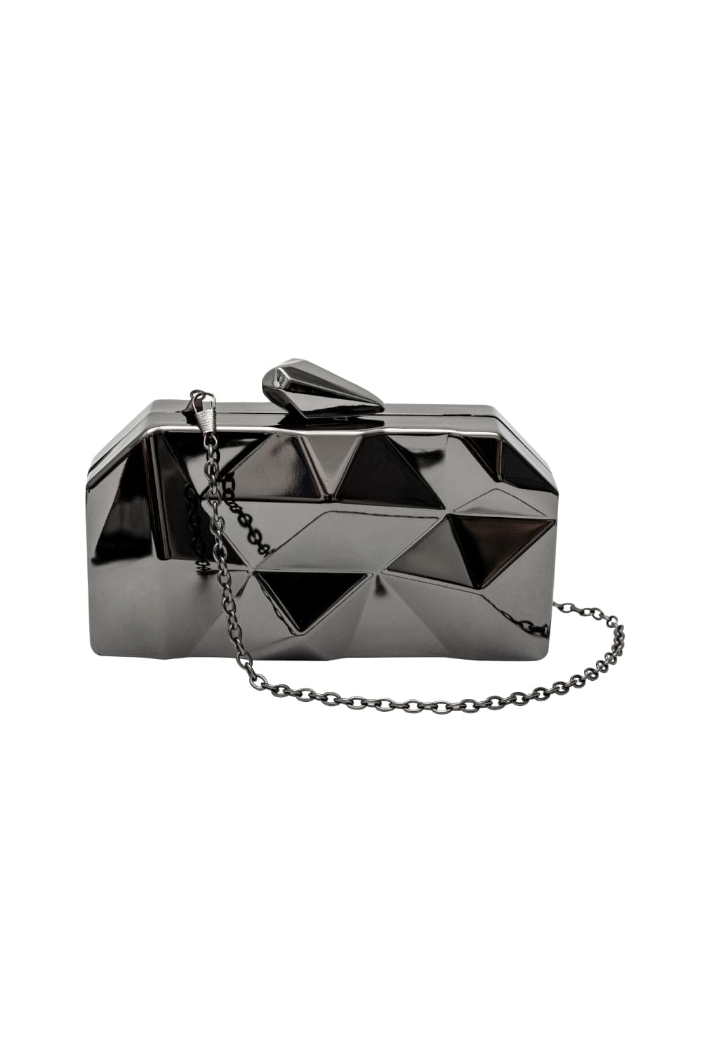 Bolsa Clutch Metal Grafite