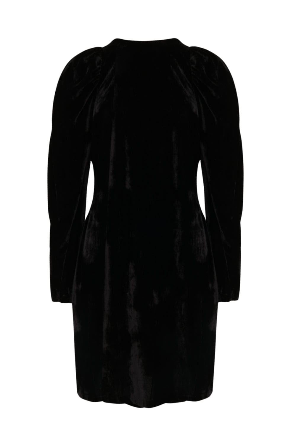 L'Cecci - Vestido Curto Veludo Mangas Longas Bufantes Preto