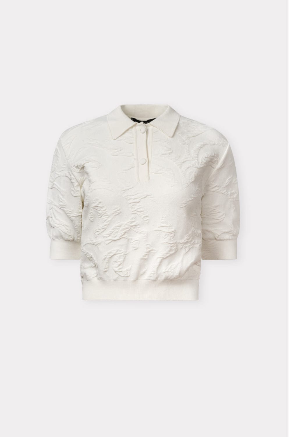 Coven -  Blusa Manga Curta Tricot Floresta Branco