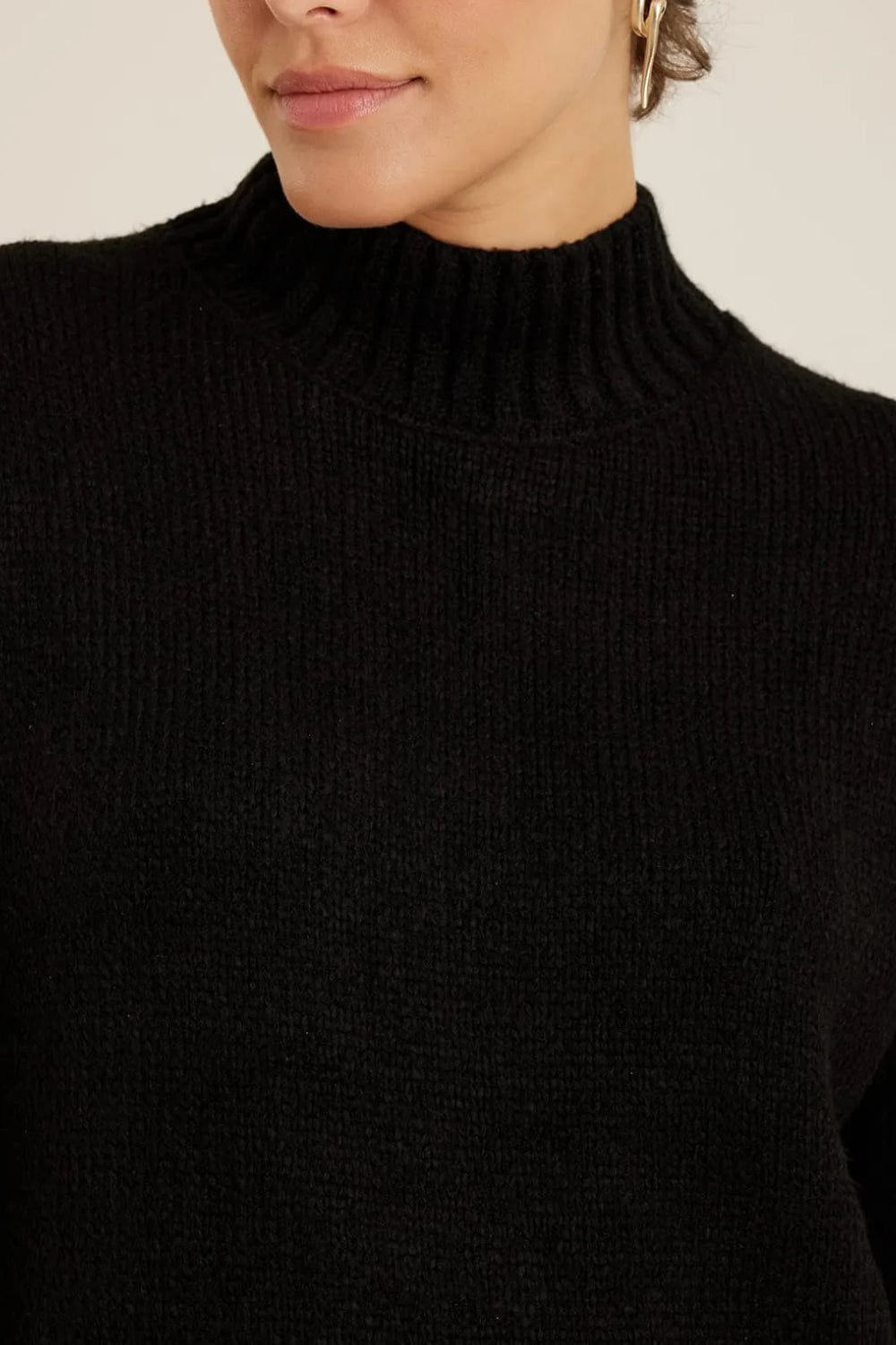 Lenny Niemeyer - Blusa Manga Longa Gola Alta Tricot Preto